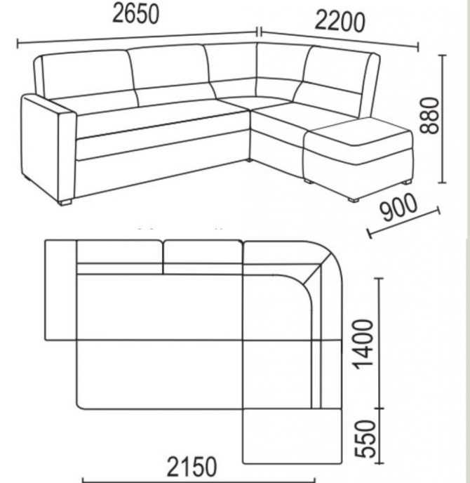 Чертеж модульного дивана