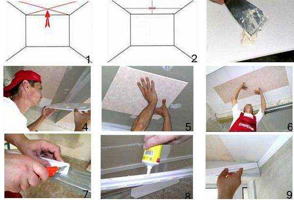 Как клеить жидкие обои на потолок