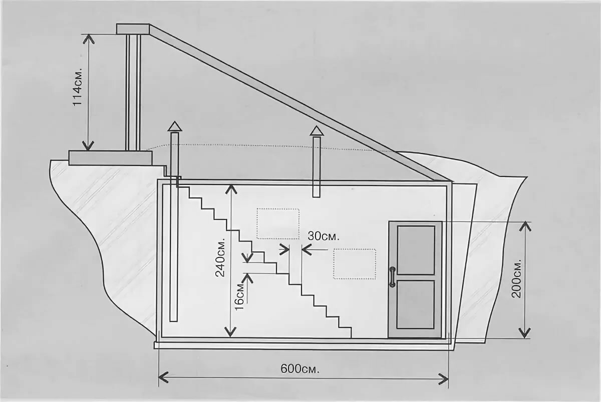 Погреб с лестницей проект