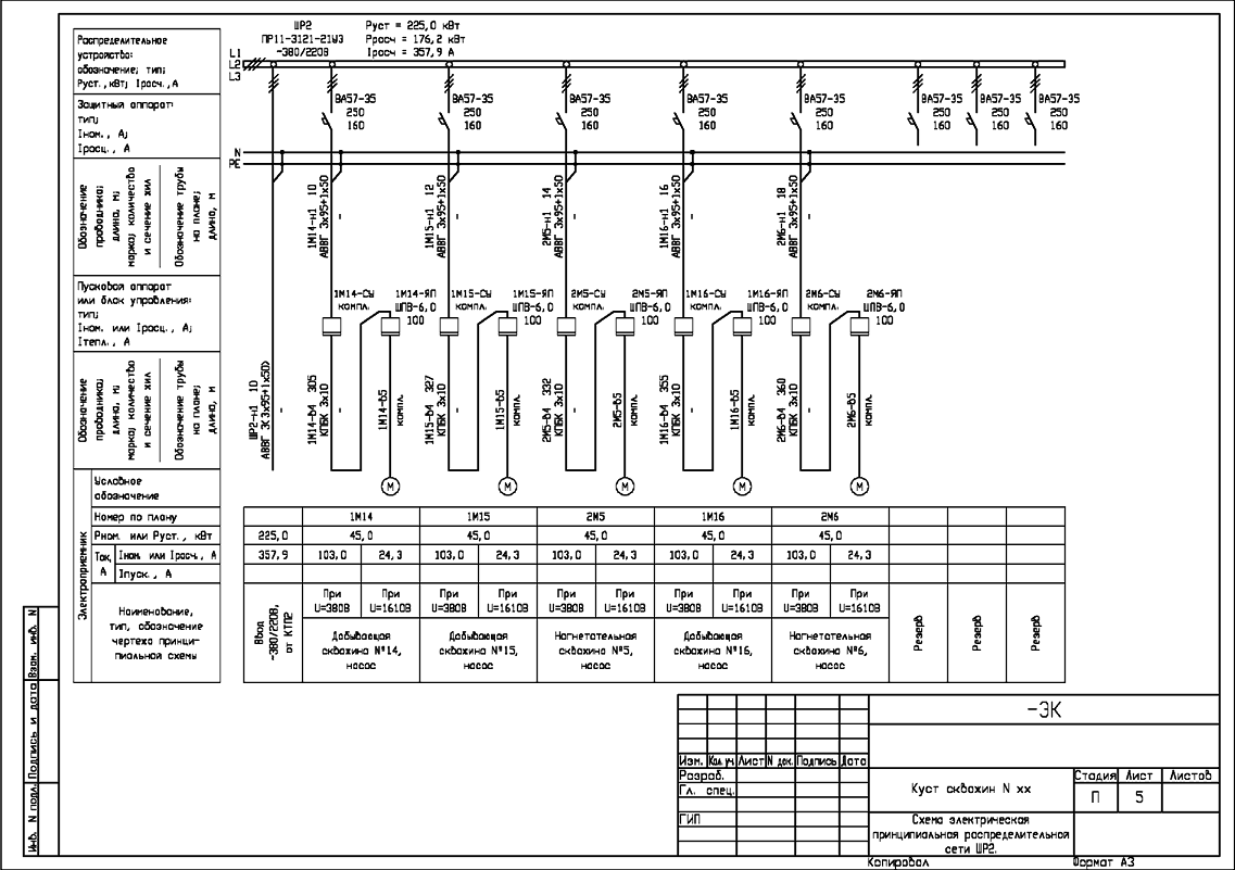 Схема электрическая принципиальная щита распределительного