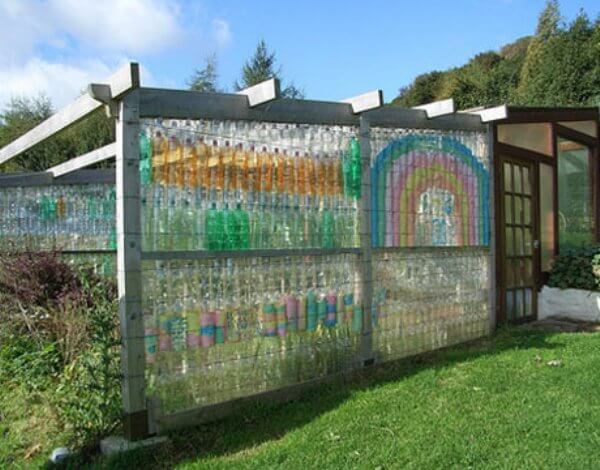 plastic bottle fence