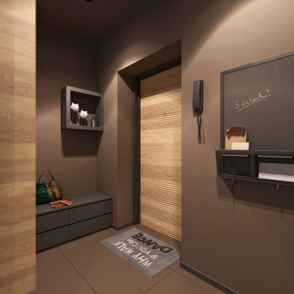 отделка цвета шоколада в дизайне коридора в квартире 