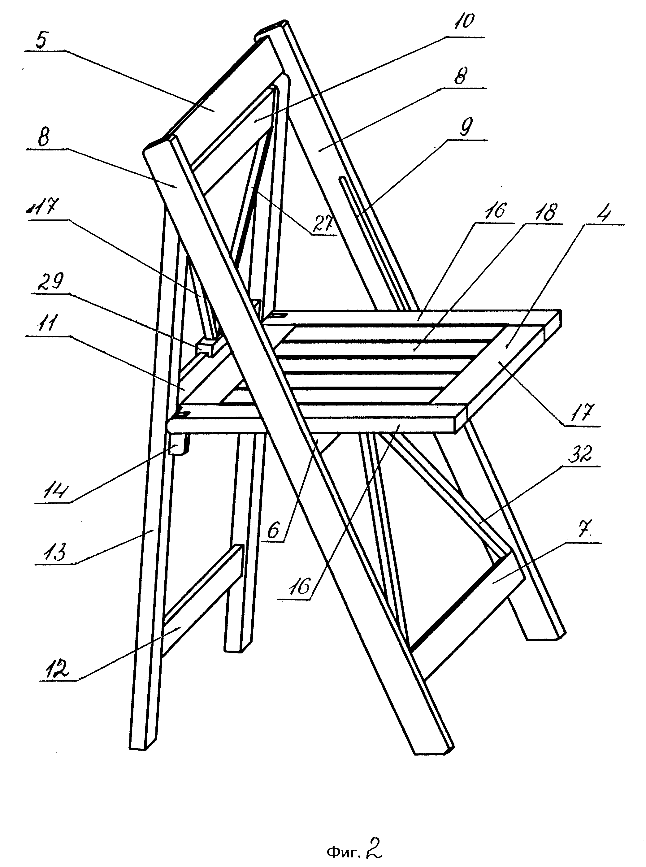 Чертеж деревянного стула раскладного