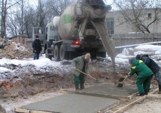 Заливание бетона в мороз
