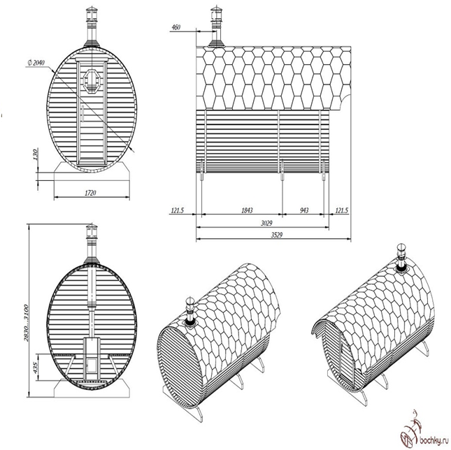 Баня бочка чертежи размеры количество материала