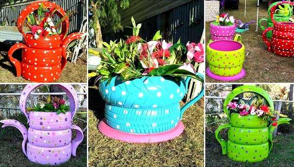 Клумбы из шин